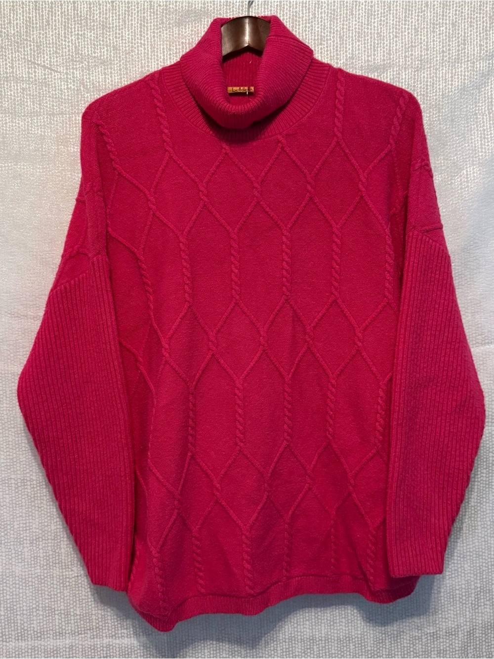 Belldini Pink Cable Knit Turtleneck Tulip Hem Tunic Sweater Plus Size 3X